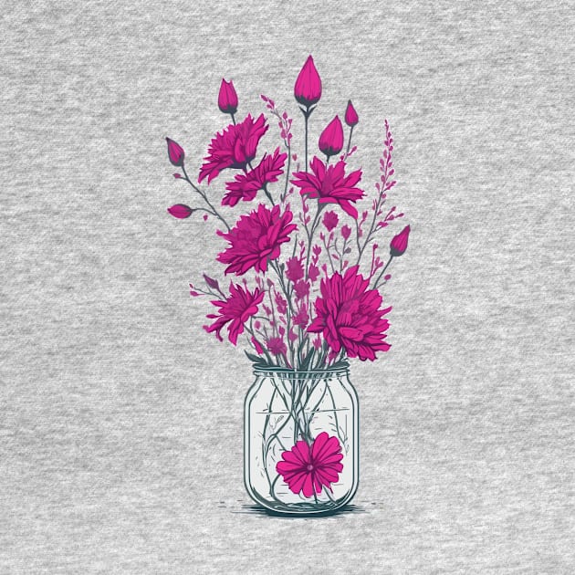 Fuchsia Flowers in a Mason Jar by Yolanda.Kafatos